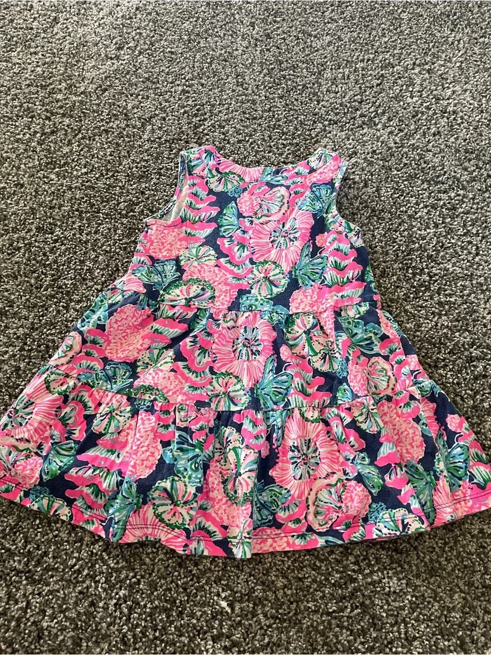 Lilly Pulitzer Floral Pink and Blue coastal beach Kids summer dress XS 2-3